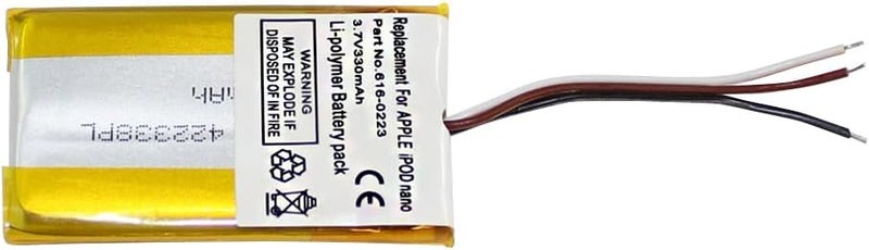 Fenzer 330mAh Li-Polymer Replacement 616-0283,616-0223,616-0224 Battery for Apple iPod Nano 2GB,iPod Nano 4GB,iPod Nano MA004LL/A,MA099LL/A,MA005LL/A,MA107LL/A with Tools - Image 1